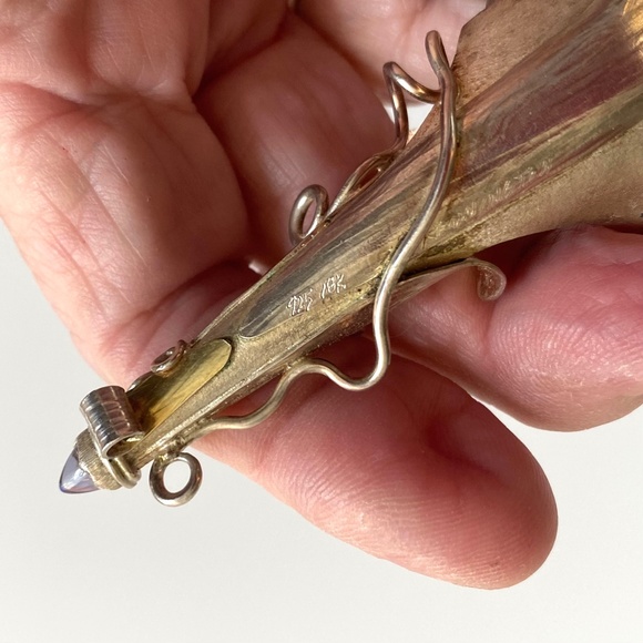 Stunning Handcrafted 10k & 925 Silver Pendant With Amethysts - Picture 4 of 6